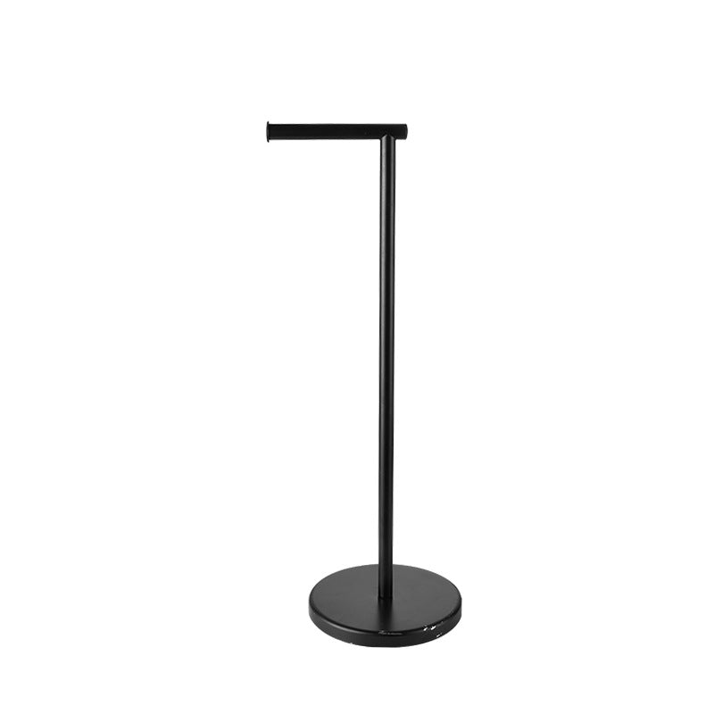 Freestanding Solid Wood & Stainless Steel Double Rod Toilet Paper Stand