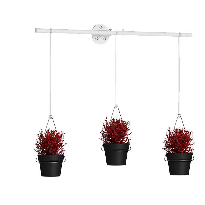 Detachable Wall Mounted Metal Hanging Planter with Rod & Plant Basket Set