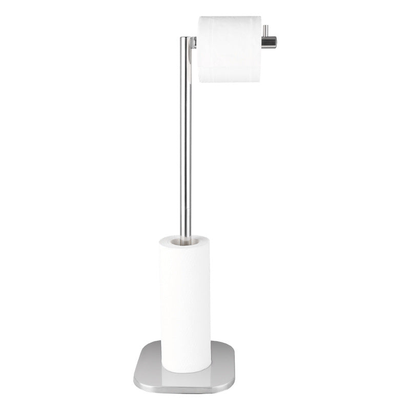 Freestanding Stainless Steel Toilet Paper Roll Holder with Storage Shelf