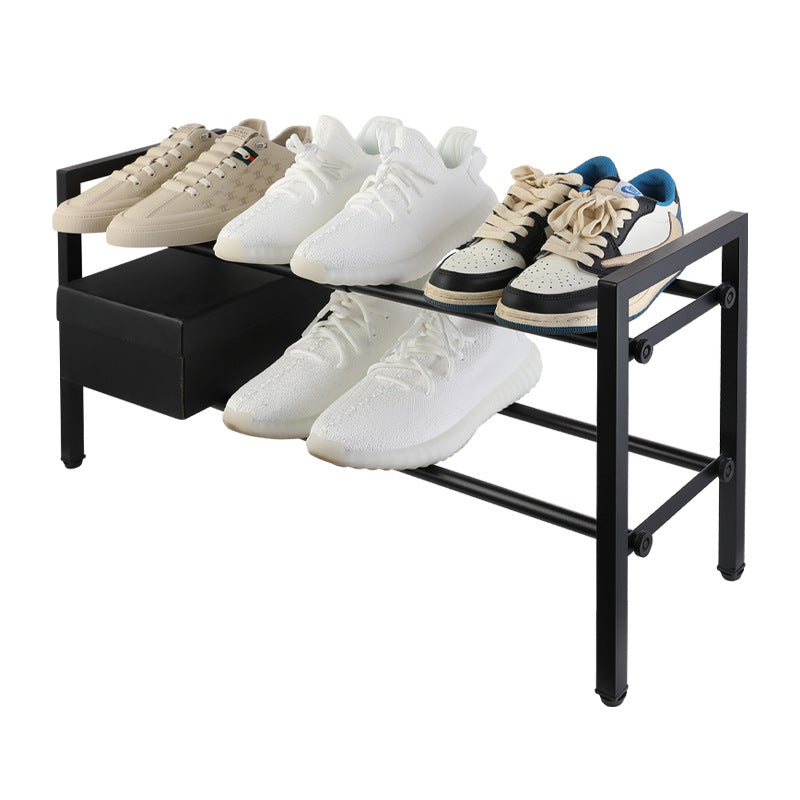 Expandable 2-Tier Metal Shoe Rack Foldable Entryway Storage Organizer