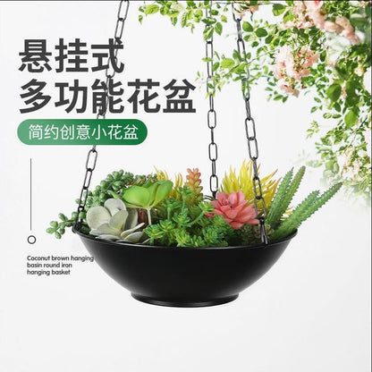 Rustic Metal Hanging Basket Planter for Indoor Hanging Fruit & Succulents