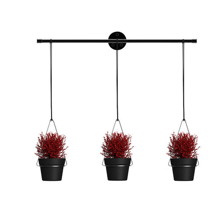 Detachable Wall Mounted Metal Hanging Planter with Rod & Plant Basket Set