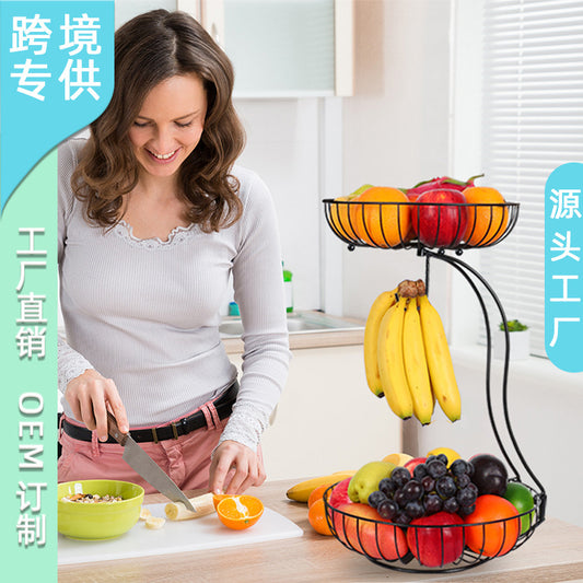 2-Tier Detachable Metal Wire Fruit Basket & Kitchen Vegetable Organizer