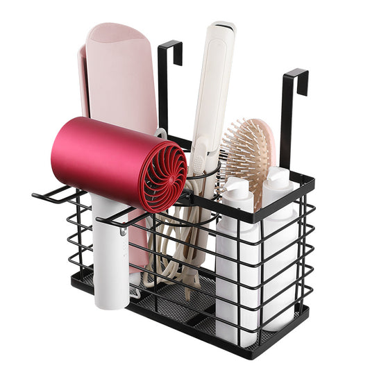 Punch-Free Bathroom Hair Dryer Holder Rack with Storage Cup Organizer