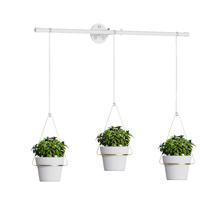 Detachable Wall Mounted Metal Hanging Planter with Rod & Plant Basket Set
