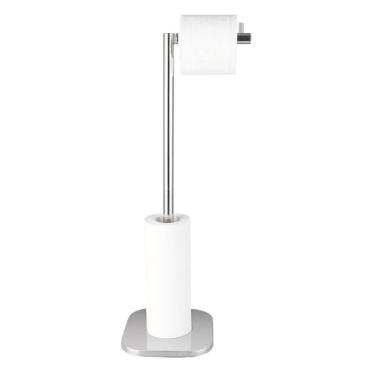 Freestanding Stainless Steel Toilet Paper Roll Holder with Storage Shelf