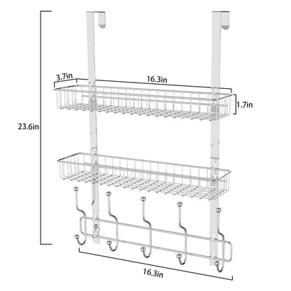 Heavy Duty Over-the-Door Coat & Hat Hanging Rack with Multi Hooks