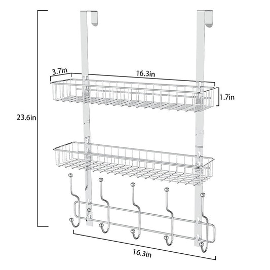 Heavy Duty Over-the-Door Coat & Hat Hanging Rack with Multi Hooks