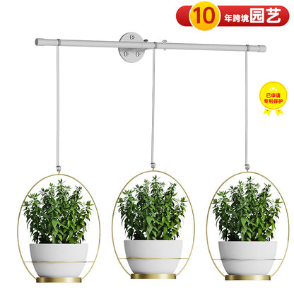 European Style Wall Mount Hanging Ceramic Flower Pot Set with Iron Rod