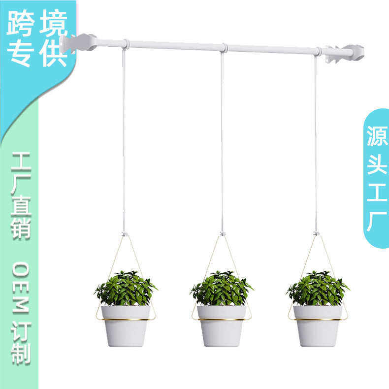 Modern Indoor Detachable Hanging Planter Set with Wall Mount Rod