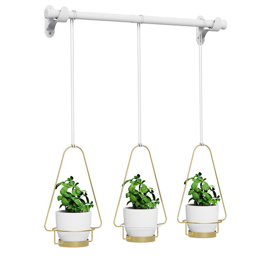 Geometric Metal Wall Hanging Planter with Telescopic Rod for Indoor Greens