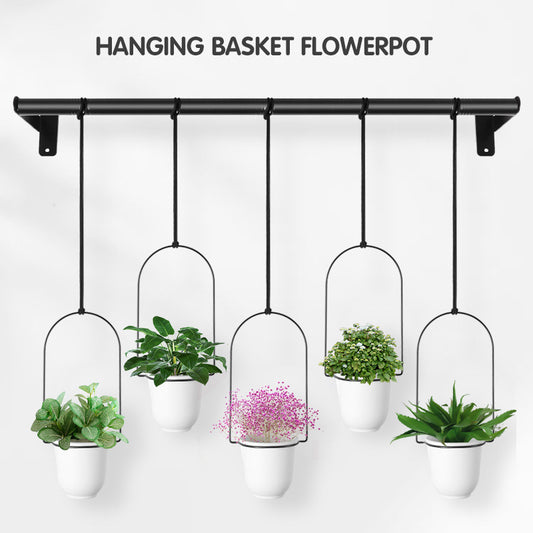 Modular Wall & Window Hanging Plant Display Rack Set with Pots