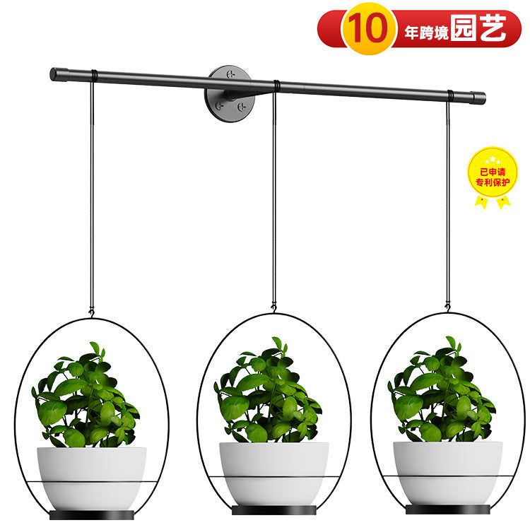 European Style Wall Mount Hanging Ceramic Flower Pot Set with Iron Rod