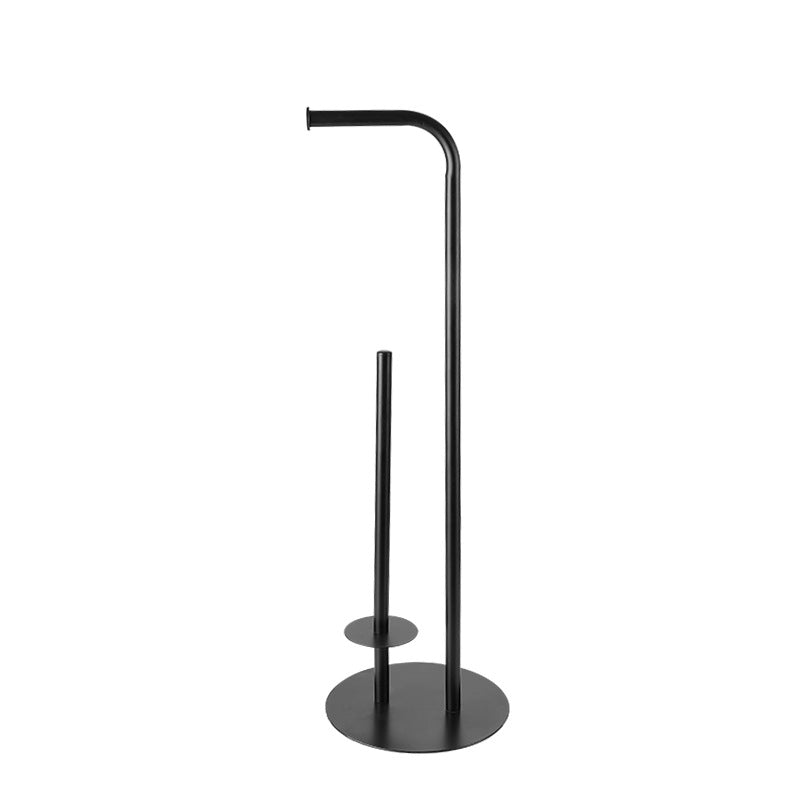Freestanding Solid Wood & Stainless Steel Double Rod Toilet Paper Stand